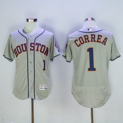 Astros #1 Carlos Correa Grey Flexbase Authentic Collection Stitched Jersey - Zenithce