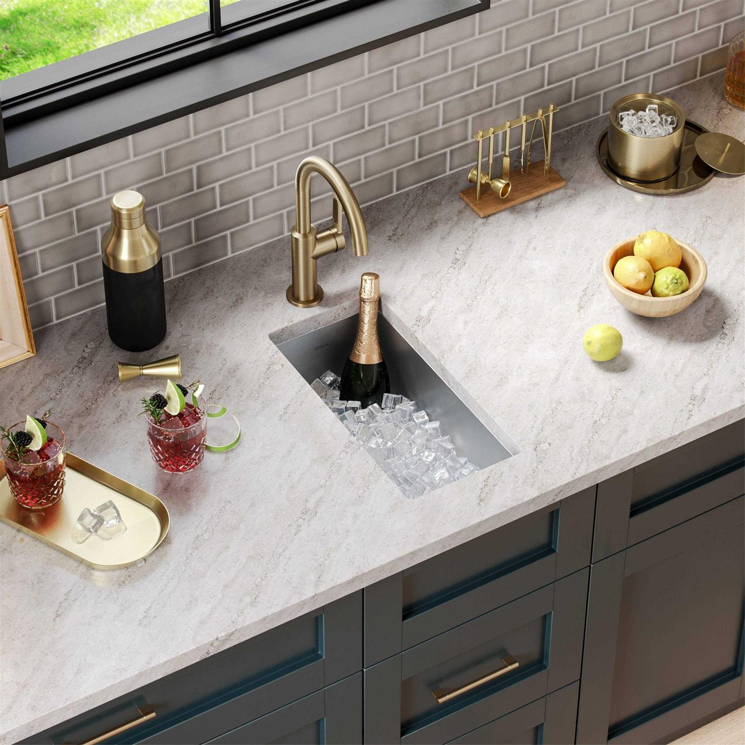 Kraus Spot Free Bolden 18 Inch Commercial Kitchen Faucet with Dual Function Pull-Down Sprayhead in All-Brite KPF-1610SFSMB - Zenithce