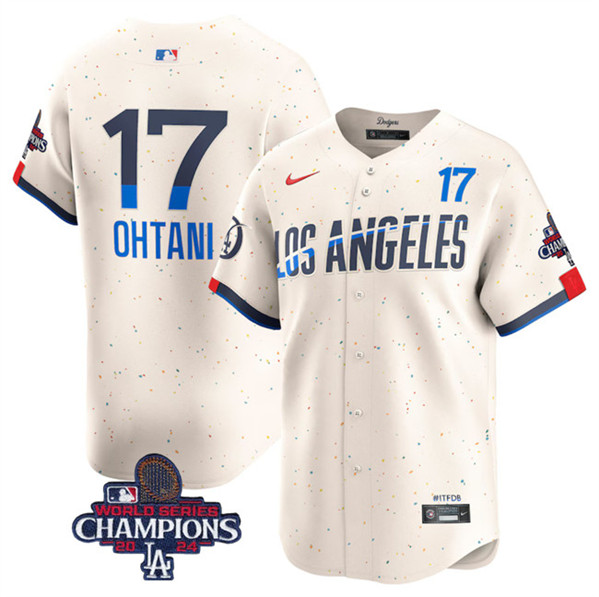 Los Angeles Dodgers #17 Shohei Ohtani Cream 2024 World Series Champions City Connect Limited Stitched Jersey - Zenithce