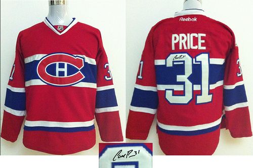 Canadiens #31 Carey Price Red Autographed Stitched Jersey - Zenithce