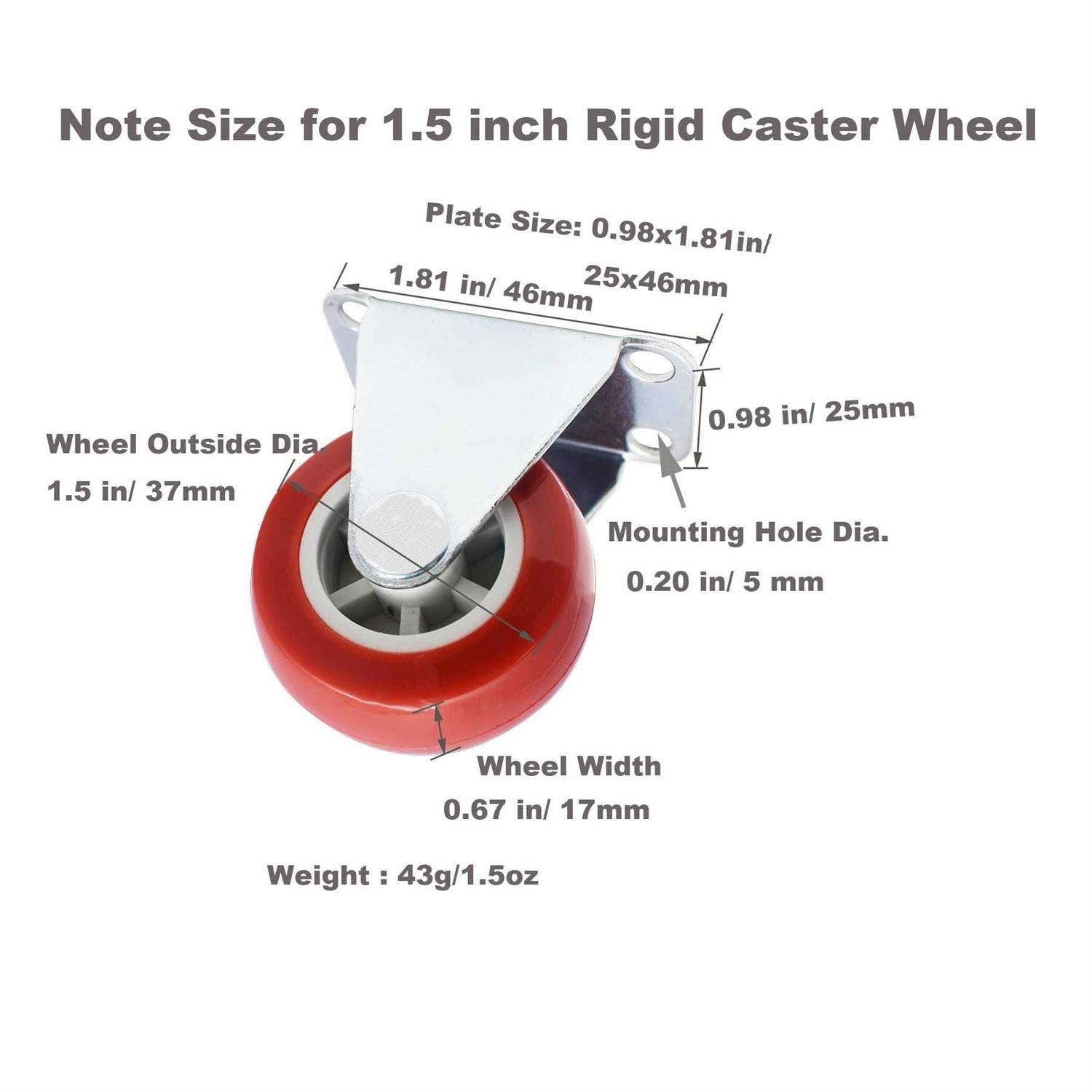 Floyutin Rigid No-swivel Plate Hard Rubber Caster Wheels for Fu - Zenithce