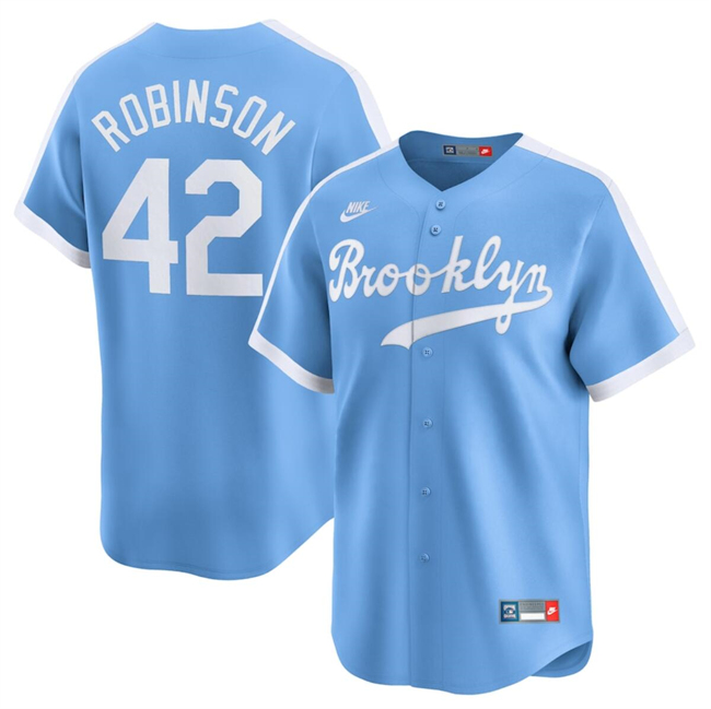 Brooklyn Dodgers #42 Jackie Robinson Blue Throwback Cooperstown Collection Limited Stitched Jersey - Zenithce