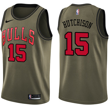 Chicago Bulls #15 Chandler Hutchison Green Swingman Salute to Service Jersey - Zenithce