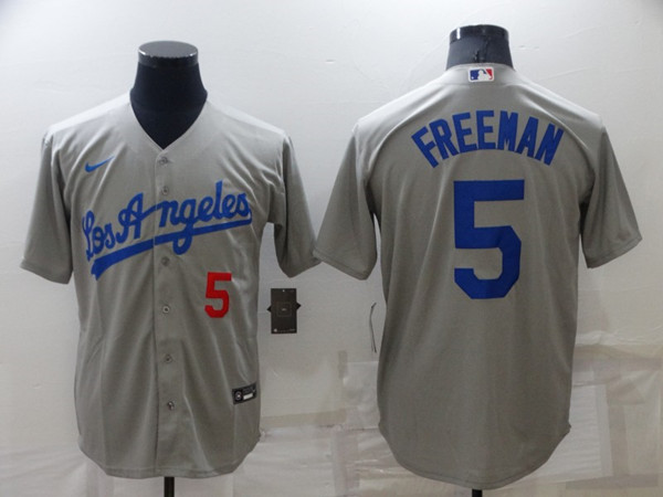 Los Angeles Dodgers #5 Freddie Freeman Gray Cool Base Stitched Baseball Jersey - Zenithce
