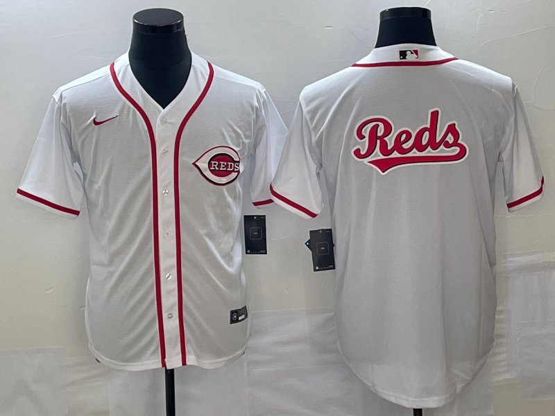 Cincinnati Reds White Team Big Logo Cool Base Stitched Jersey - Zenithce