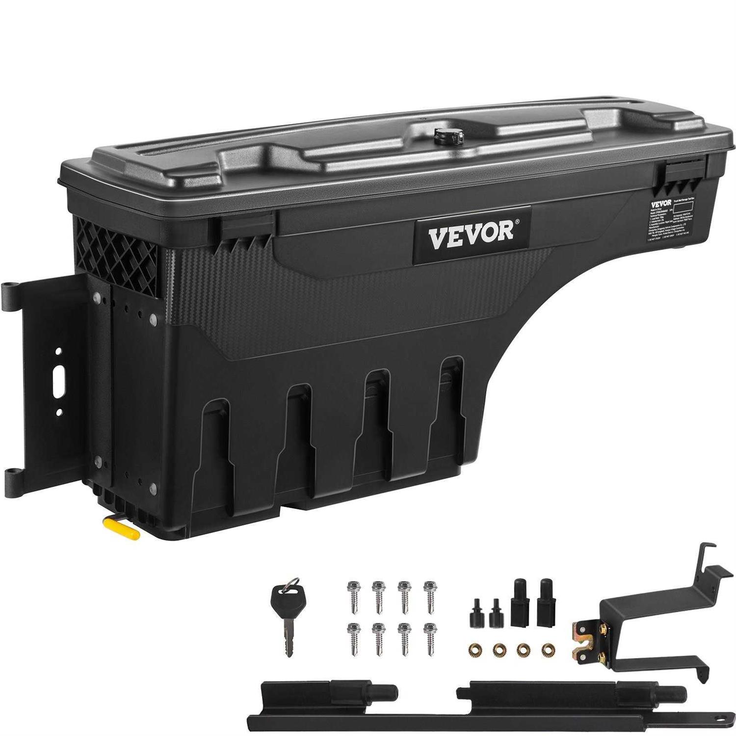 VEVOR Truck Bed Storage Box Lockable Lid Waterproof ABS Wheel Well Tool Box 6.6 Gal/20 L - Zenithce