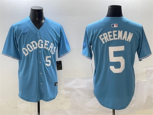 Los Angeles Dodgers #5 Freddie Freeman Light Blue Limited Stitched Jersey - Zenithce