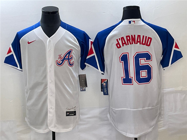Atlanta Braves #16 Travis D'Arnaud White 2023 City Connect Flex Base Stitched Jersey - Zenithce