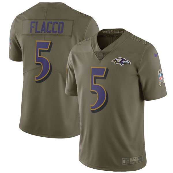 Baltimore Ravens #5 Joe Flacco Olive Salute To Service Limited Stitched Nike Jersey - Zenithce