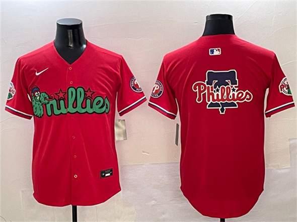 Philadelphia Phillies Team Big Logo Red Phanatic Limited Stitched Jersey - Zenithce