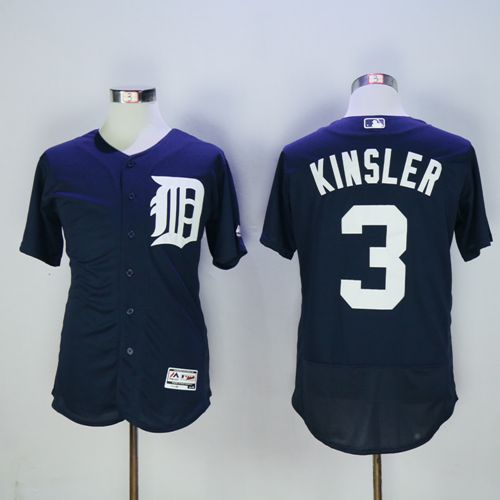 Tigers #3 Ian Kinsler Navy Blue Flexbase Authentic Collection Stitched Jersey - Zenithce
