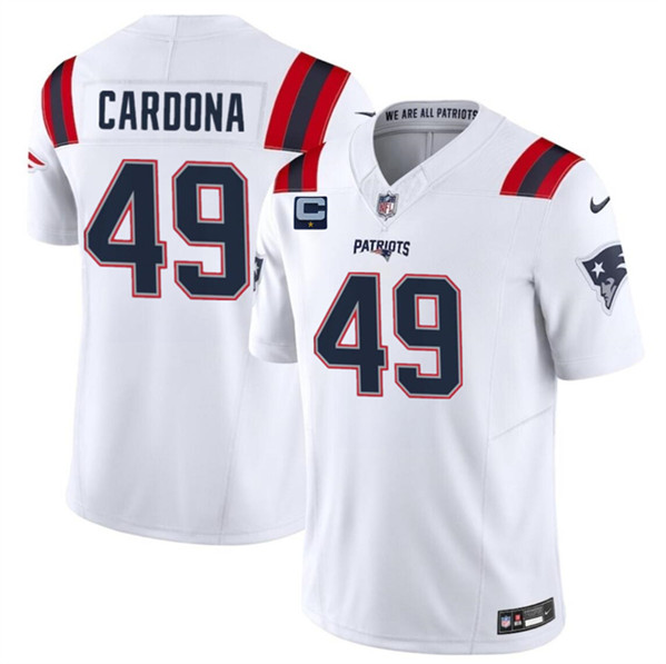 New England Patriots #49 Joe Cardona White 2024 F.U.S.E. With 1-Star C Patch Vapor Limited Stitched Jersey - Zenithce