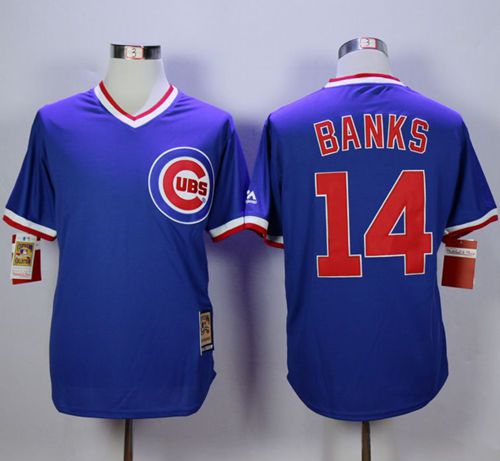 Cubs #14 Ernie Banks Blue Cooperstown Stitched Jersey - Zenithce