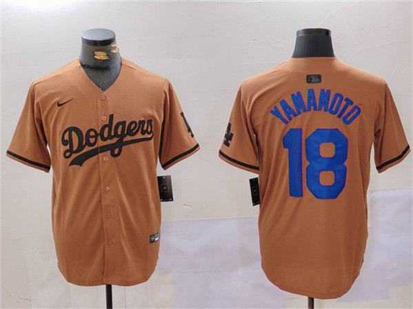 Los Angeles Dodgers #18 Yoshinobu Yamamoto Brown Cool Base Stitched Jersey - Zenithce