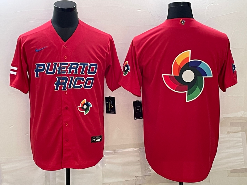 Puerto Rico 2023 Red World Big Logo With Patch Classic Stitched Jersey - Zenithce