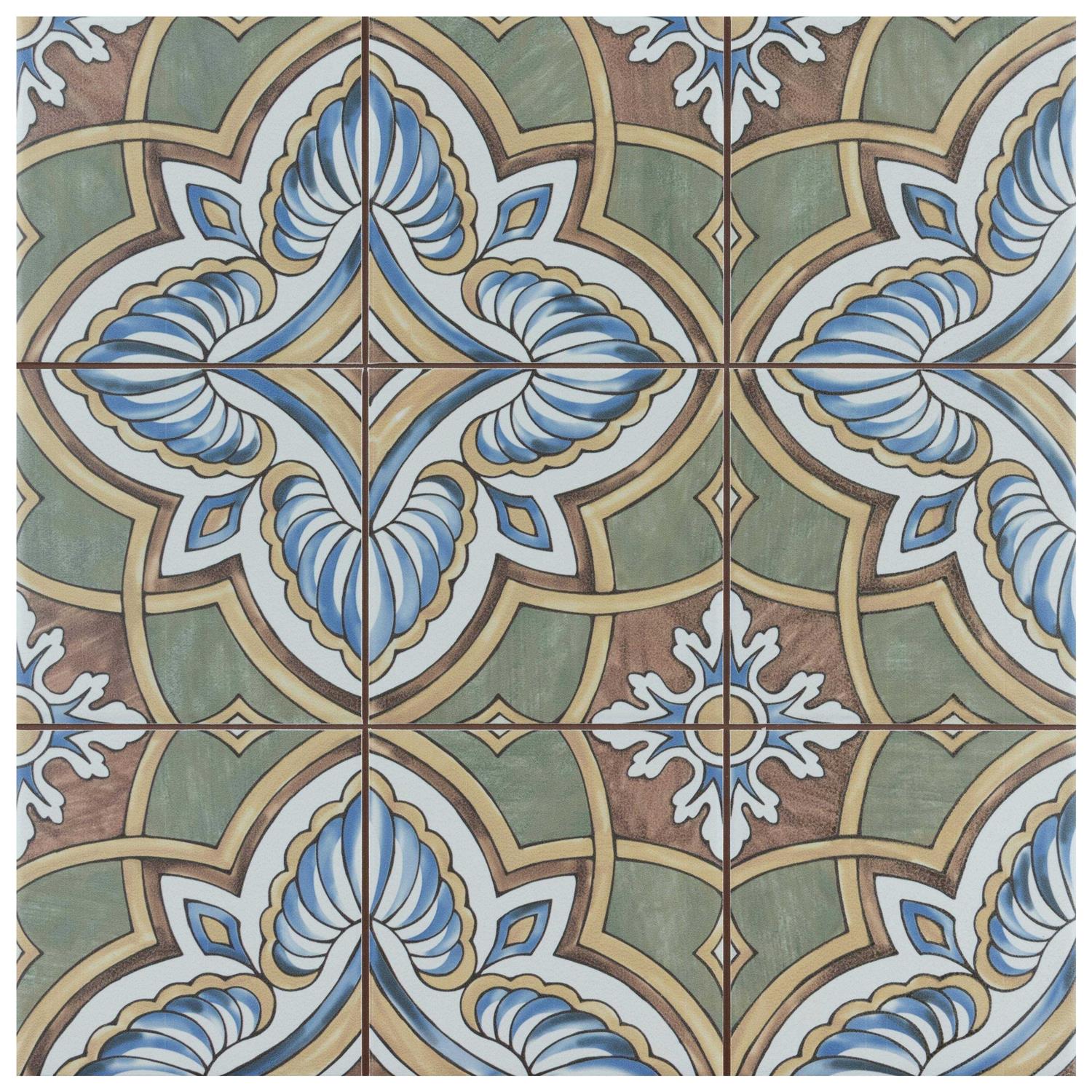 Merola Tile Gaudi React Hex Ocean 8-5/8 x 9-7/8 Porcelain Floor and Wall Tile - Zenithce