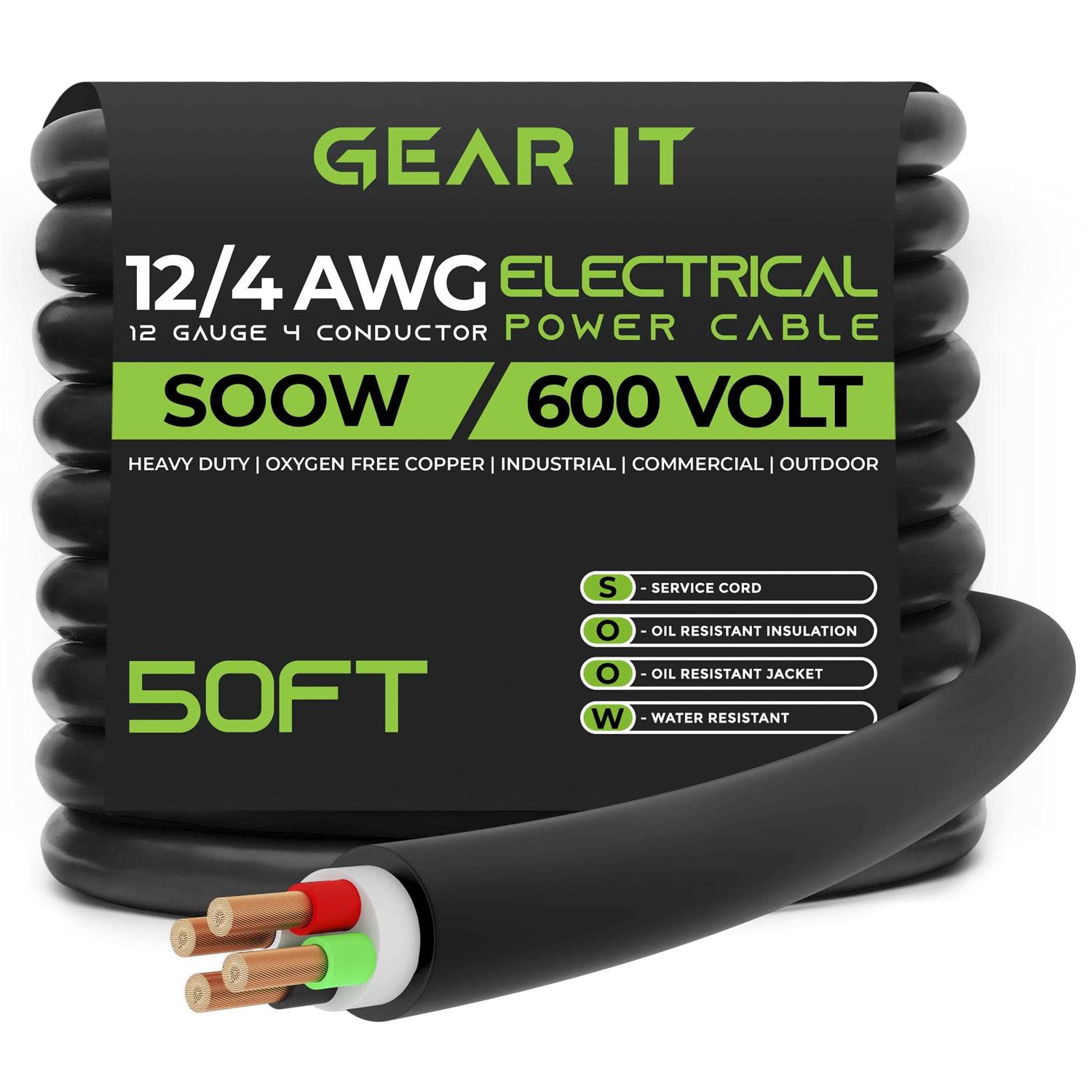 Gearit AWG Portable Power Cable Soow 600v Gauge Electric Wire for Motor Leads - Zenithce