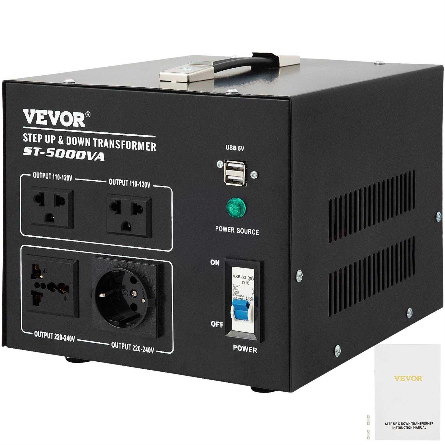 VEVOR Voltage Converter Transformer,2000W Heavy Duty Step Up/Down Transformer Converter,2 US&1 UK&1 Universal Outlet SJBYQ2KVA222UL5C7V1 - Zenithce