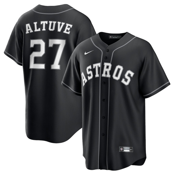 Houston Astros #27 Jose Altuve Black Lights Out Limited Stitched Jersey - Zenithce