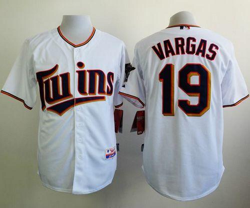 Twins #19 Kennys Vargas White Home Cool Base Stitched Jersey - Zenithce