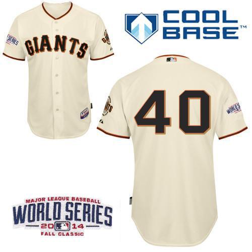Giants #40 Madison Bumgarner Cream Cool Base W 2014 World Series Patch Stitched Jersey - Zenithce
