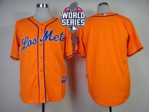 Mets Blank Orange Los Mets Cool Base W 2015 World Series Patch Stitched Jersey - Zenithce
