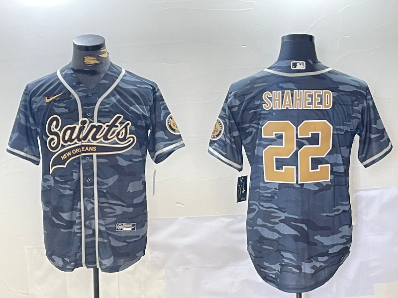 New Orleans Saints #22 Rashid Shaheed Gray Camo With Patch Cool Base Stitched Jersey - Zenithce