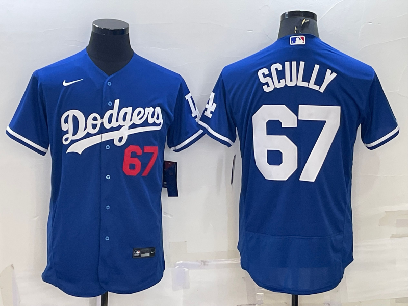 Los Angeles Dodgers #67 Vin Scully Blue Flex Base Stitched Jersey - Zenithce