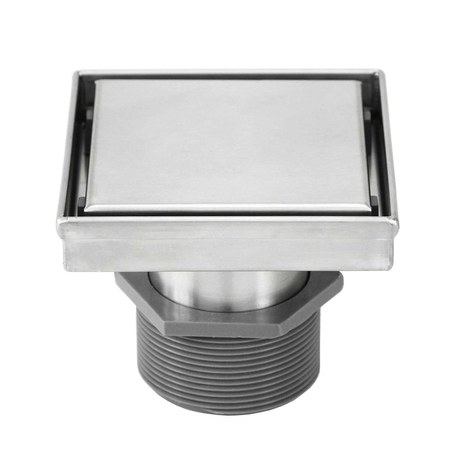 eModernDecor 2-in Stainless Steel Square Stainless Steel Shower Drain - Zenithce