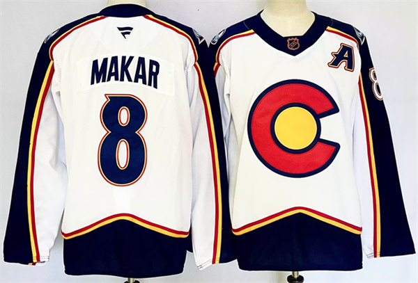 Colorado Avalanche #8 Cale Makar White 2024-25 With A Patch Reverse Retro Stitched Jersey - Zenithce