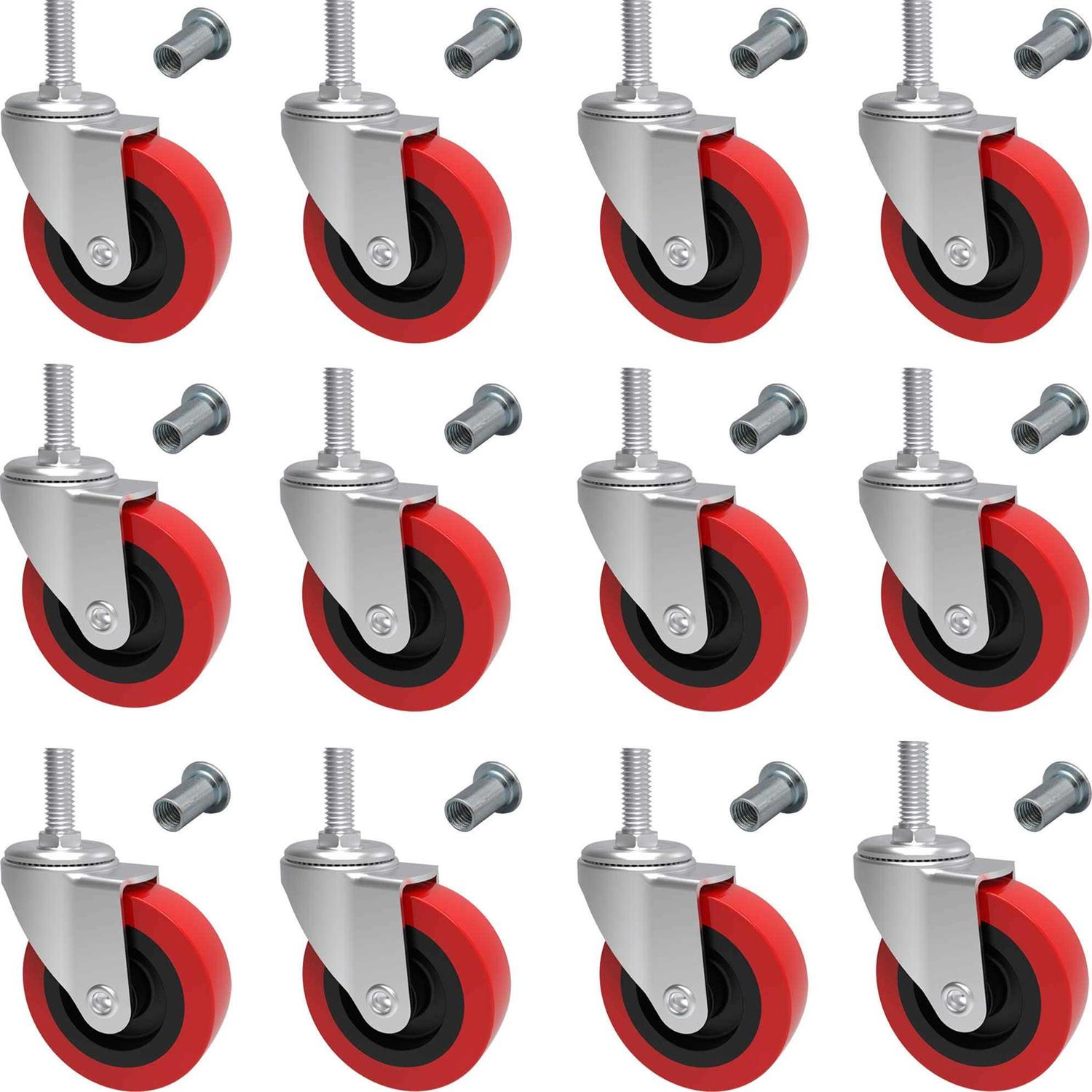 MySit 6 Pack Creeper Wheels 2.5 Inch Heavy Duty Swivel Caster Wheel Creeper Service Cart Stool Post Mount - Zenithce
