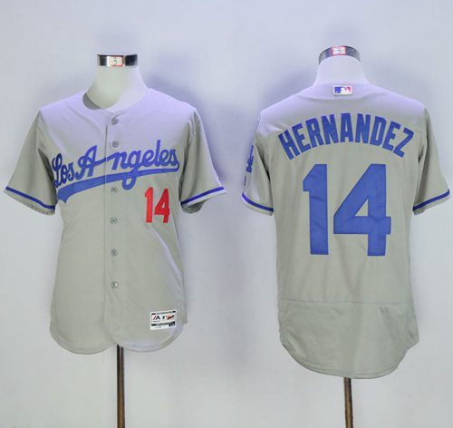 Dodgers #14 Enrique Hernandez Grey Flexbase Authentic Collection Road Stitched Jersey - Zenithce