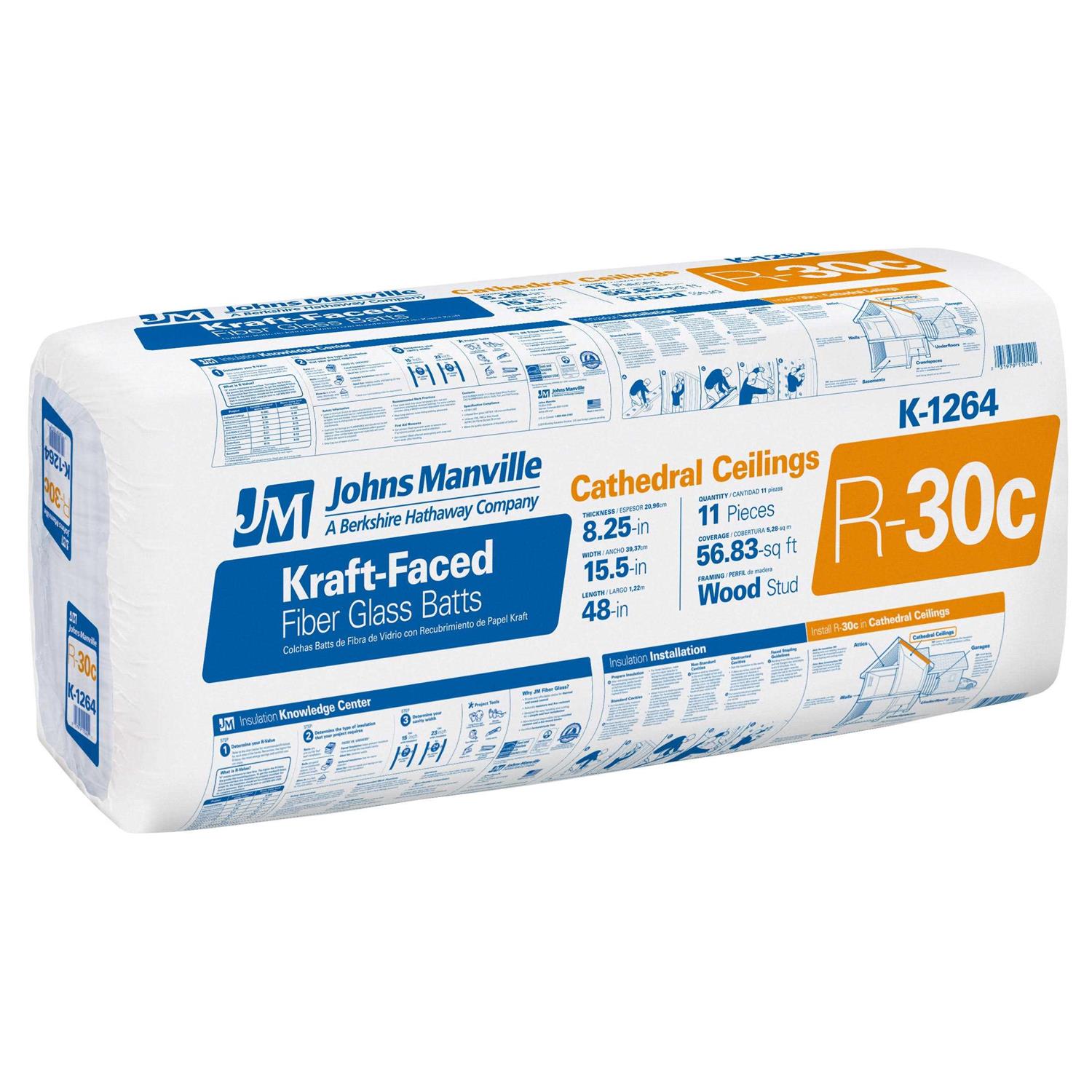 Johns Manville Multi-Purpose R-Wall Unfaced Fiberglass Roll Insulation - Zenithce