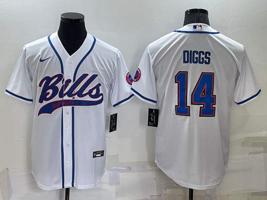Buffalo Bills #14 Stefon Diggs White Cool Base Stitched Baseball Jersey - Zenithce