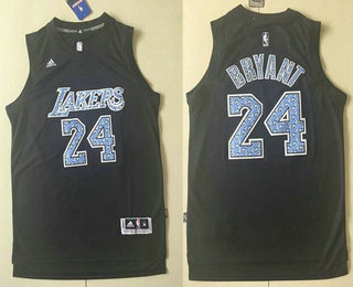 Los Angeles Lakers #24 Kobe Bryant Black Diamond Fashion Stitched Jersey - Zenithce
