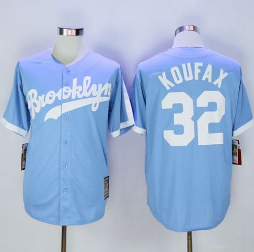 Mitchell And Ness Dodgers #32 Sandy Koufax Light Blue Throwback Stitched Jersey - Zenithce