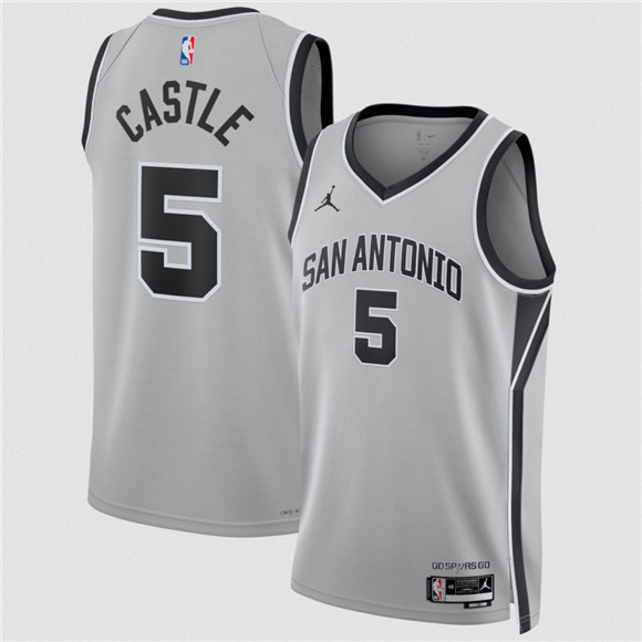 San Antonio Spurs #5 Stephon Castle Silver 2025 Statement Edition Stitched Jersey - Zenithce