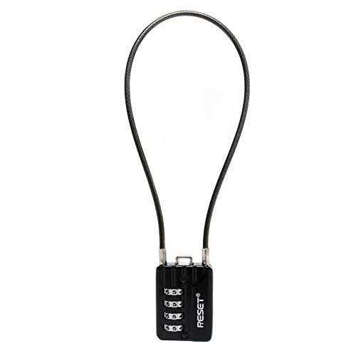 RESET-200 4 Digit Combination Padlock Steel Cable,Cable Lock for Locker Luggage Suitcase Gun Case Toolbox Helmet - Zenithce