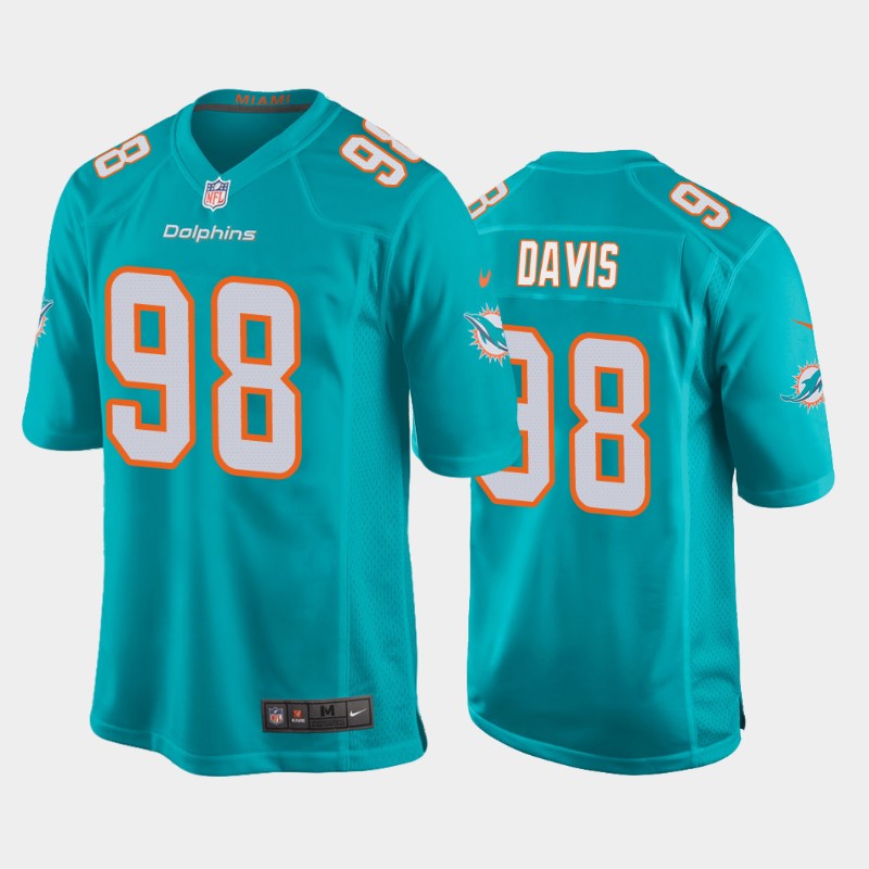 Miami Dolphins # #98 Raekwon Davis 2020 Aqua Stitched Jersey - Zenithce