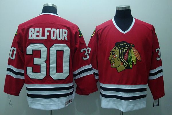 Blackhawks #30 ED Belfour Stitched Red CCM Throwback Jersey - Zenithce