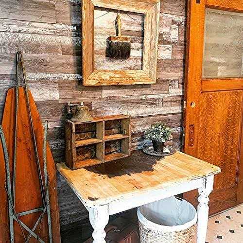 Urban Decor MagicWood Urban Decor Vinyl Wall Panels with Vintage Farmhouse Wood Pattern, Easy Peel and Stick self Adhesive Tiles for Kitchen Island Bedroom Doorways - Zenithce