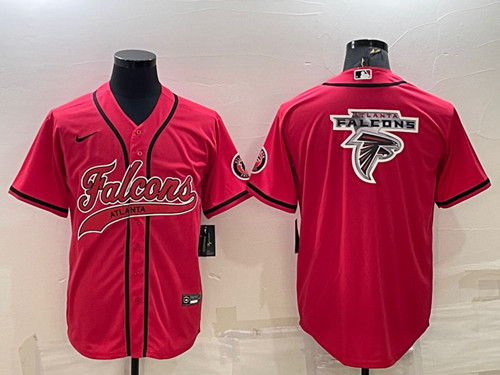 Atlanta Falcons Red Team Big Logo With Patch Cool Base Stitched Baseball Jersey - Zenithce
