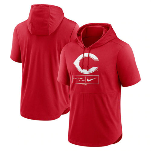 Cincinnati Reds Red Short Sleeve Pullover Hoodie - Zenithce