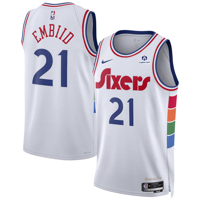 Philadelphia 76ers #21 Joel Embiid White 2024-25 City Edition Stitched Jersey - Zenithce