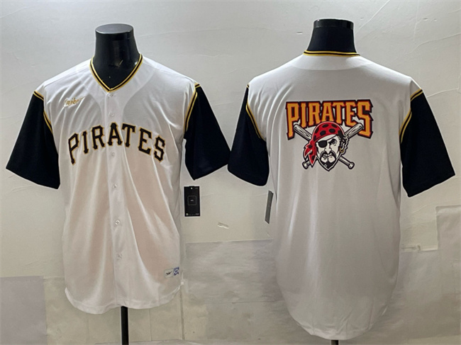 Pittsburgh Pirates Team Big Logo White Cool Base Stitched Jersey - Zenithce
