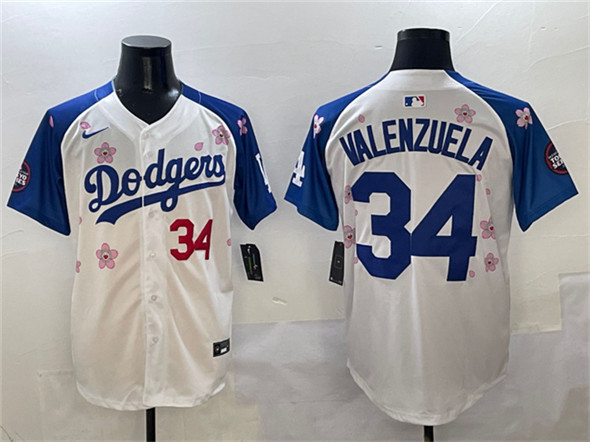 Los Angeles Dodgers #34 Fernando Valenzuela White Royal 2025 Tokyo Series Limited Stitched Jersey - Zenithce
