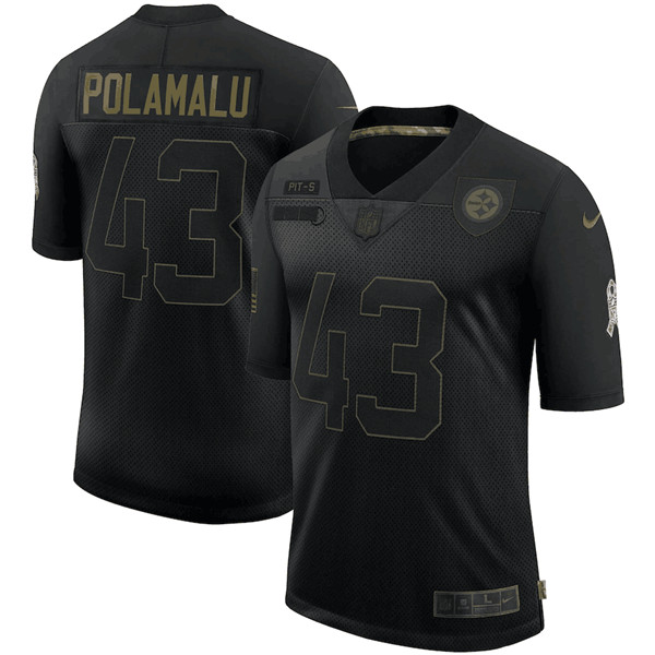 Pittsburgh Steelers #43 Troy Polamalu Black 2020 Salute To Service Limited Stitched Jersey - Zenithce