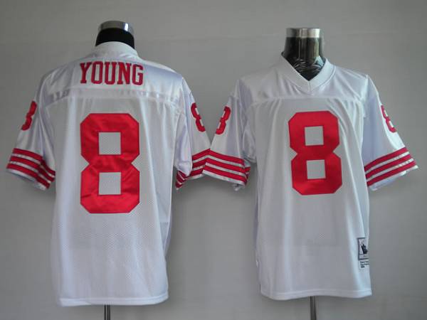 Mitchell And Ness 49ers #8 Steve Young Stitched White Jersey - Zenithce