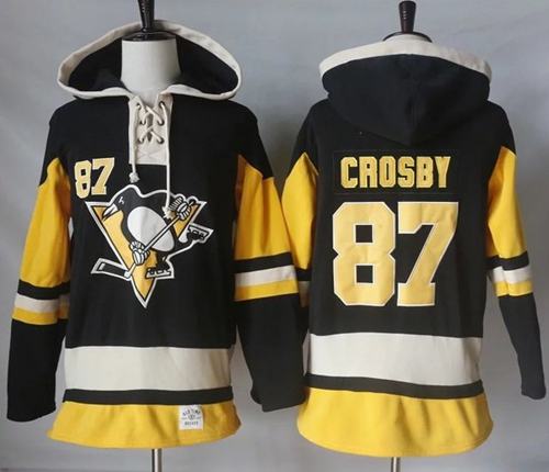 Penguins #87 Sidney Crosby Black Alternate Sawyer Hooded Sweatshirt Stitched Jersey - Zenithce