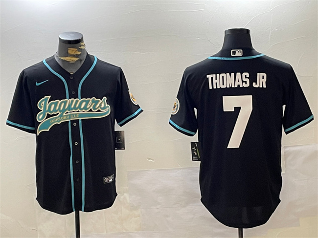 Jacksonville Jaguars #7 Brian Thomas Jr Black With Patch Cool Base Stitched Jersey - Zenithce
